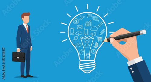 Business Idea Generation Vector Illustration of a Brainstorming Session