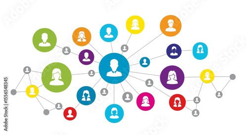 Colorful Network Vector Illustration Connections and Relationships