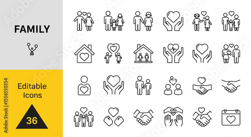 Family Icons Collection Representing Love, Care, and Community Bonds