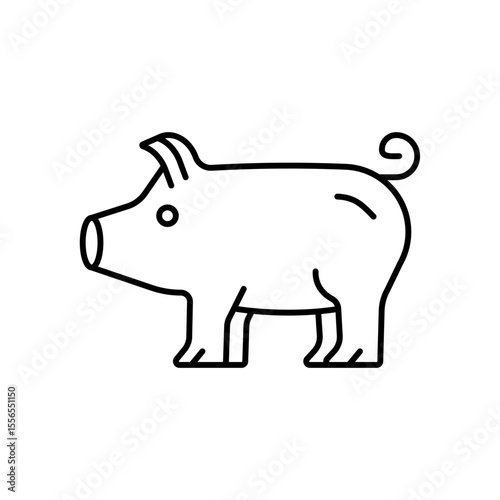 Pig Farm Animal Line Icon