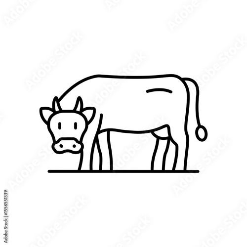 Cow Farm Animal Line Icon