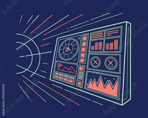Futuristic Technology Dashboard Interface Design Illustration
