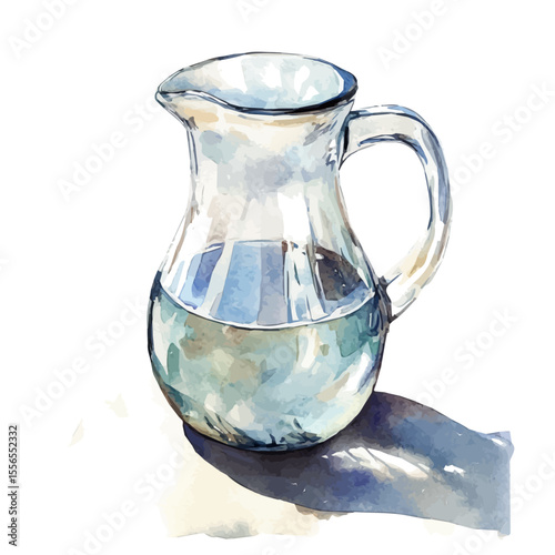 Water Jug, watercolor vector, isolated on a white background.
