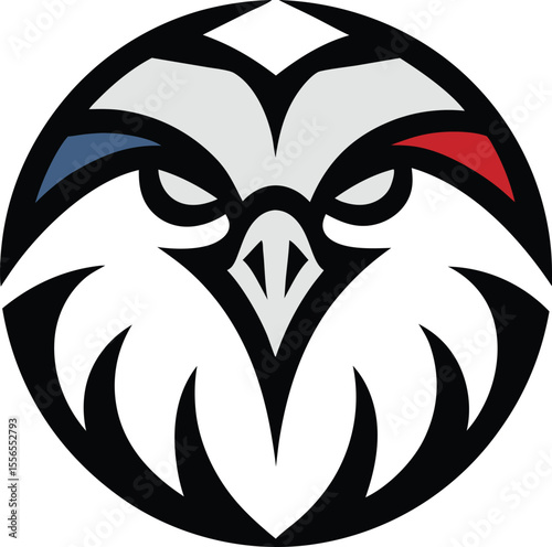 Fierce Predatory Hawk Face Vector Logo Design Illustration Icon