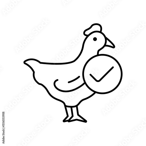 Safe Chicken Farm Animal Line Icon