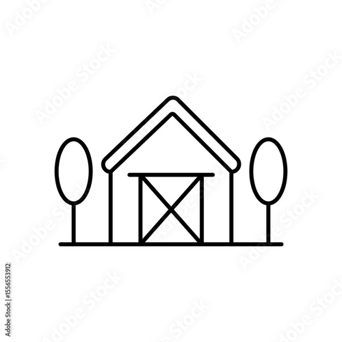 Traditional Farm Barn Building Line Icon