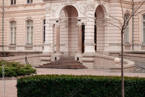 renaissance architecture palace entrance element frame stairs and pillars garden outdoor