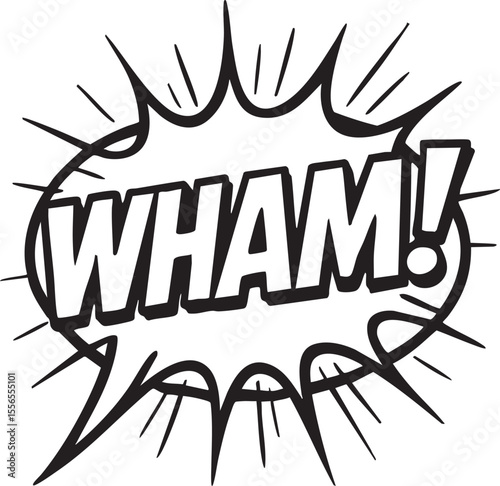 Dynamic Comic Book WHAM! Explosion Sound Effect  Vector Graphic Illustration