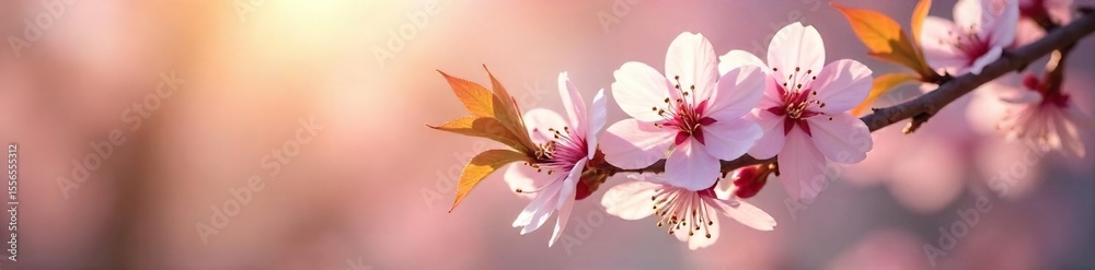 Obraz premium Spring Blossoms in Sunlight Delicate Pastel Flowers Signifying Renewal and Hope