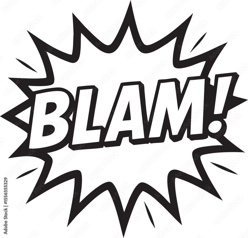 Naklejka premium Dynamic Comic Book Blam! Sound Effect A Powerful Graphic Design Element
