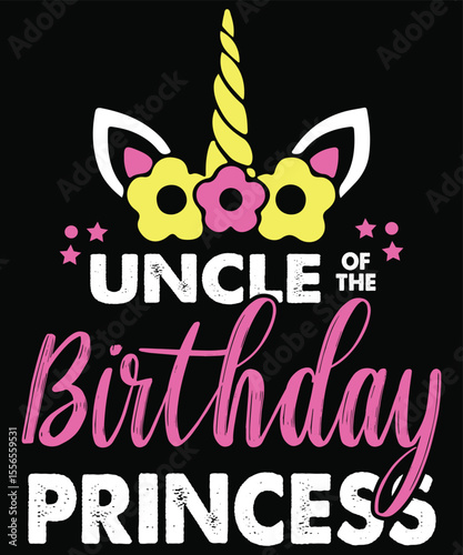 Uncle Of The Birthday Princess Birthday Girl Kid Family T-Shirt