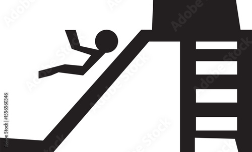 A child sliding down a playground slide silhouette vector 