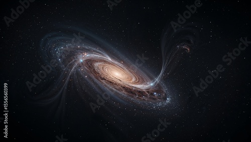 Swirling form blending into a star-filled galaxy, ethereal dust trails and luminous particles streaming into space