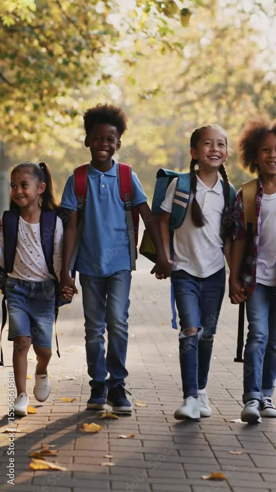 positive African American schoolchildren boys and girls go to school sunny day positive African American schoolchildren boys and girls go to school sunny day