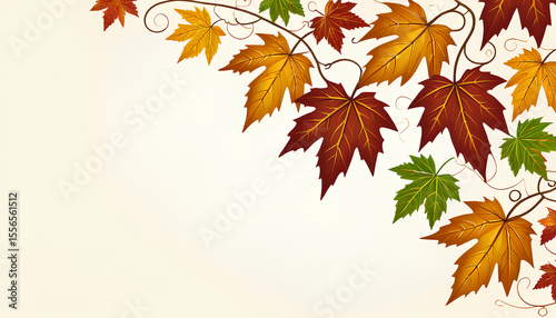 Delicate Fall Vine Leaves Resting on Light Cream Surface