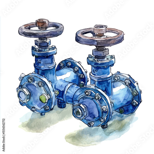 Valves, watercolor illustration vector, isolated on a white background.