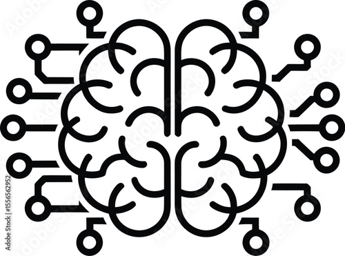 Artificial intelligence brain vector illustration, ai technology concept for neural network design