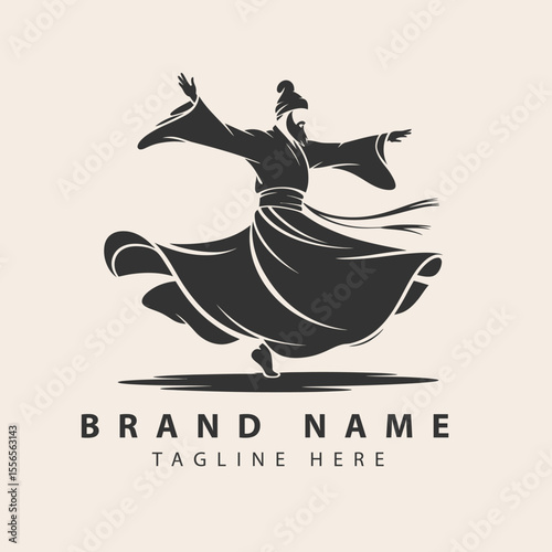 Whirling dervish logo design for spiritual guidance and meditation practices brand identity needs