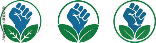 Set of Organic revolution logo design vector illustration for sustainable agriculture and farming concept