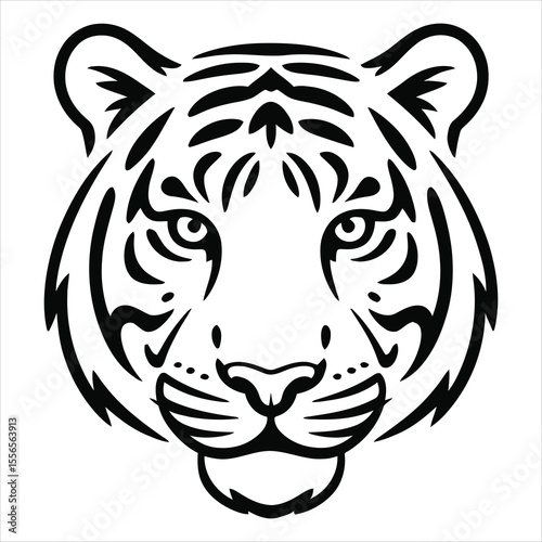 Stylized black and white tiger face illustration
