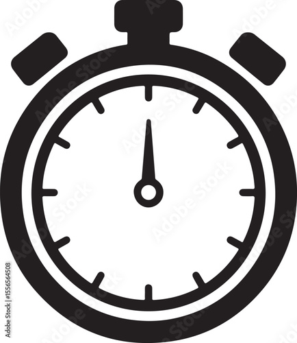 Vector Stopwatch Logo with Bold Silhouette for Interfaces