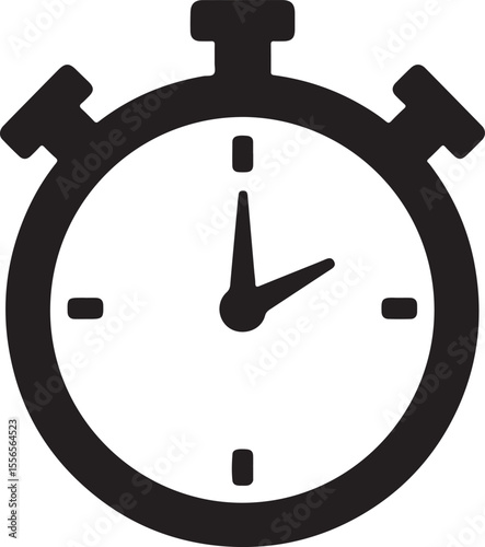 Solid Black Stopwatch Logo on White Background