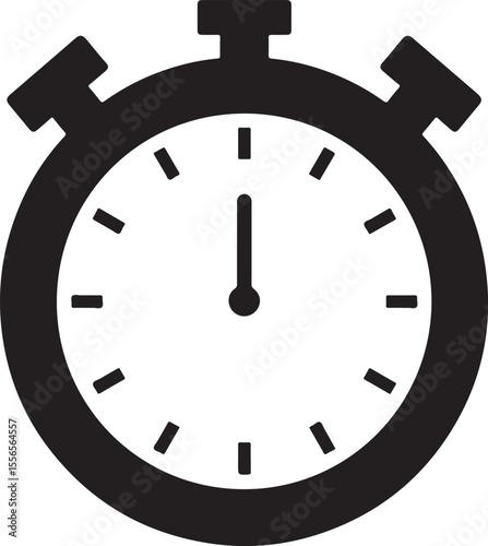 Classic Stopwatch Logo in Solid Vector Silhouette