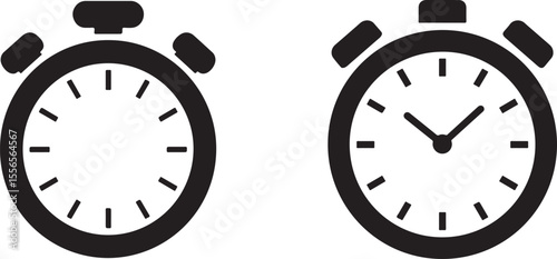 Set Of Black Stopwatch Silhouette Logo for UI and App Design