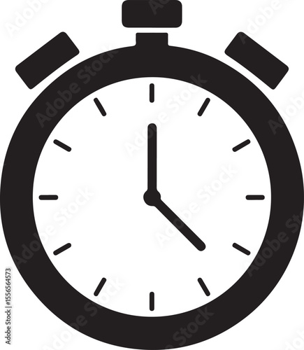 Stopwatch Logo Silhouette Vector on White Background