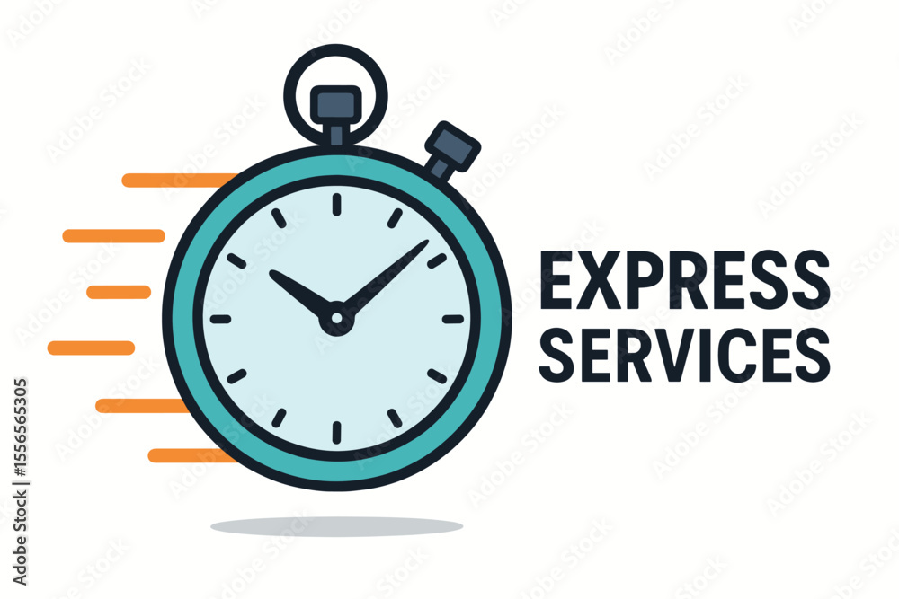 Express services vector concept. Stopwatch timer icon for fast delivery and time management. Deadline, speed, and efficiency symbol. Quick reaction. Modern flat cartoon illustration. Express services vector concept. Stopwatch timer icon for fast delivery and time management. Deadline, speed, and efficiency symbol. Quick reaction. Modern flat cartoon illustration.