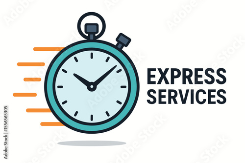 Express services vector concept. Stopwatch timer icon for fast delivery and time management. Deadline, speed, and efficiency symbol. Quick reaction. Modern flat cartoon illustration.