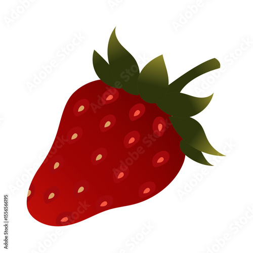Strawberry. Ripe red berry close-up. Vector illustration isolated on white background.