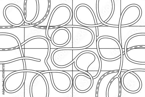 Intricate interwoven lines create a symmetrical pattern.
