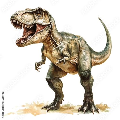 Tyrannosaurus Rex, watercolor clipart vector, isolated on a white background.