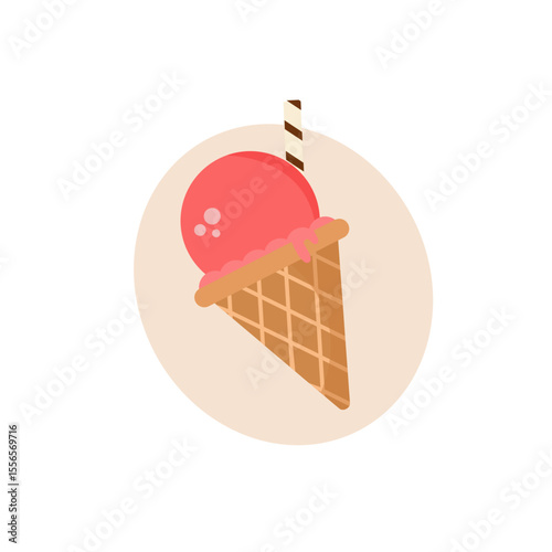 Pink cone ice cream svg icon