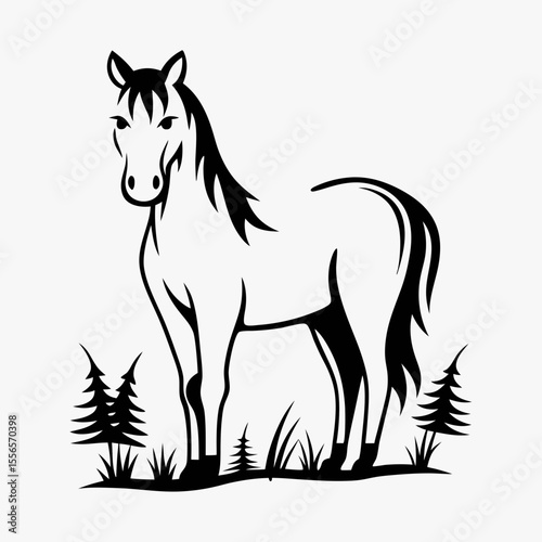 black horse vector silhouette illustration