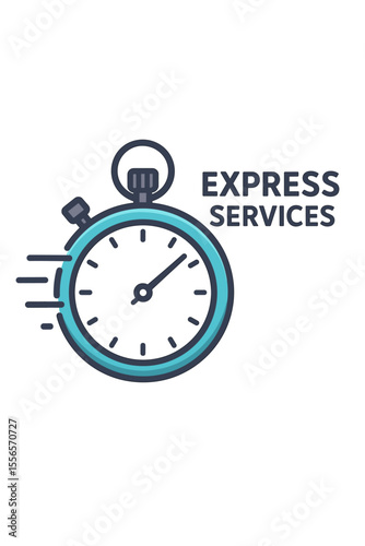 Stopwatch icon express services fast delivery. Time management concept. Quick reaction, urgent shipping, rapid response. Modern flat vector illustration. Speedy logistics, deadline, efficiency symbol.