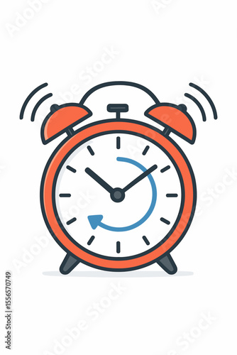 Ringing Alarm Clock Vector Illustration. Time Management Concept. Quick Wake Up Response. Retro Clock. Time Change. Daylight Saving. Wake Up Call. Deadline Reminder. Productivity Symbol.