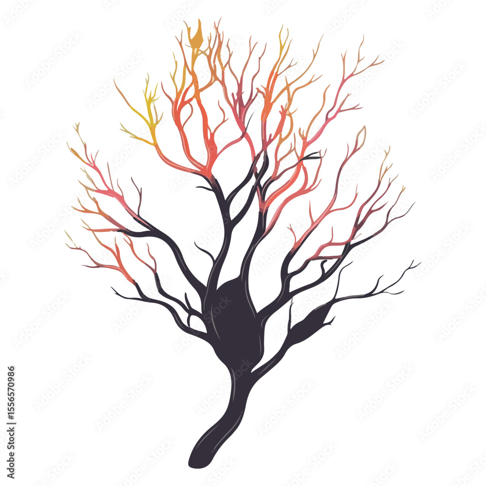 Fototapeta premium Bare tree branch silhouettes, Black branches without leaves