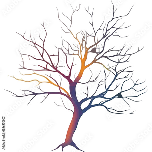 Bare tree branch silhouettes, Black branches without leaves