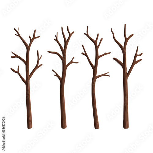 Bare tree branch silhouettes, Black branches without leaves