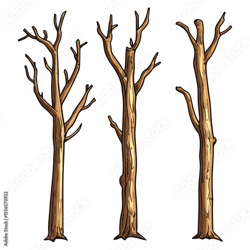 Bare tree branch silhouettes, Black branches without leaves