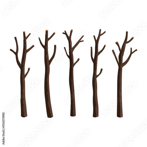Bare tree branch silhouettes, Black branches without leaves