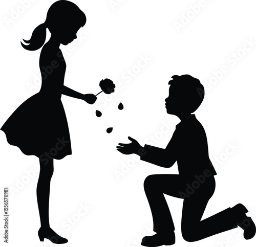 Silhouette of a loving couple holding hands in warm romantic posture silhouette vector