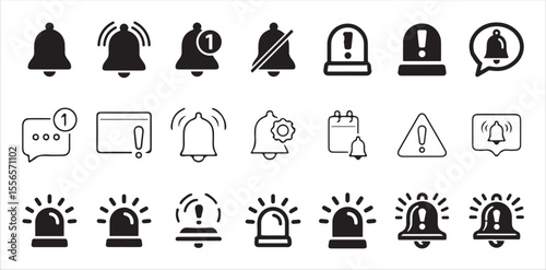 Notification icon set with glowing ring