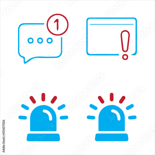 Notification icon set with glowing ring