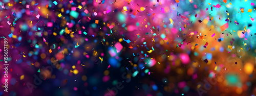 An abstract party background with colorful confetti and a festive blur effect   -