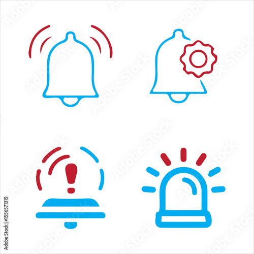 Notification icon set with glowing ring