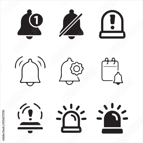 Incoming notification icon set with bell symbol