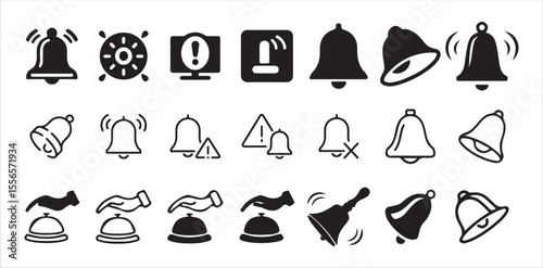 Incoming notification icon set with bell symbol